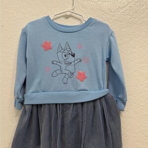 Kids Long Sleeve Dress - Blue and Pink
